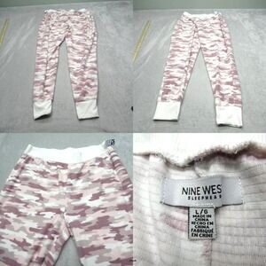 Nine West Camo Pants Women Large Pink 28x28 Lounge‎ Soft Sleepwear Flex Tapered
